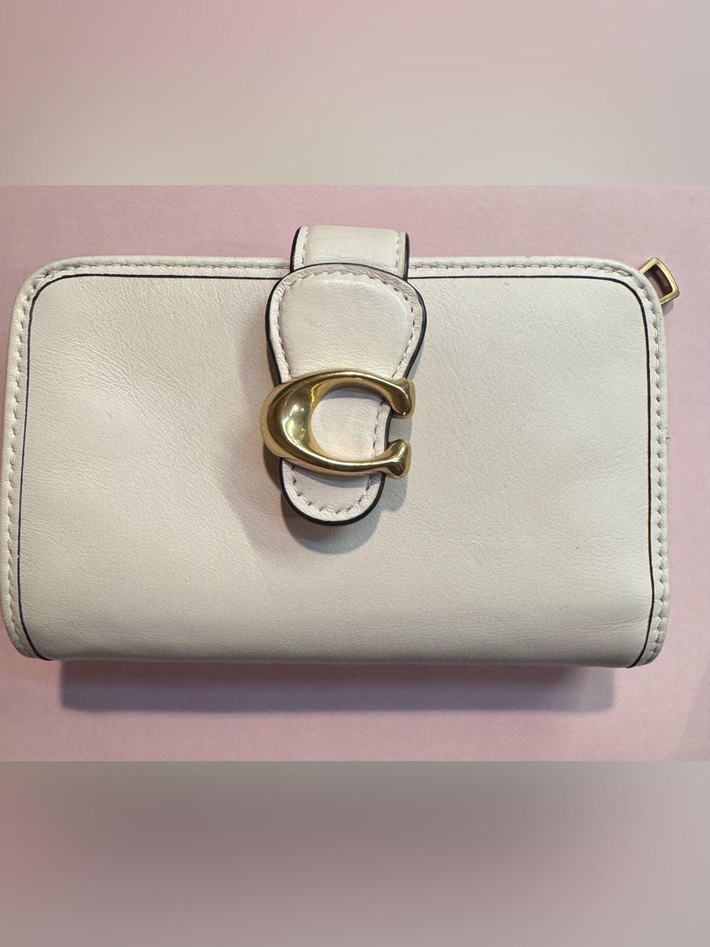 Coach Tabby Cream  Leather Wallet with Gold 'C' Snap Closure
